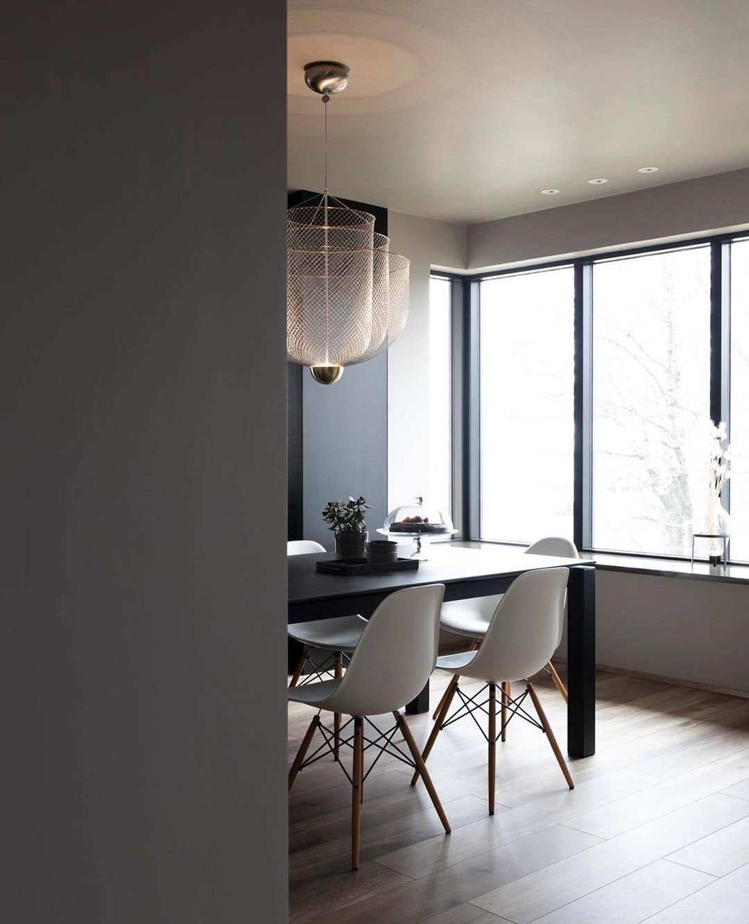 Geometric Metal Chandelier with Integrated LED and Brass Accents – Three-Layered Design Lamp | Sansoti