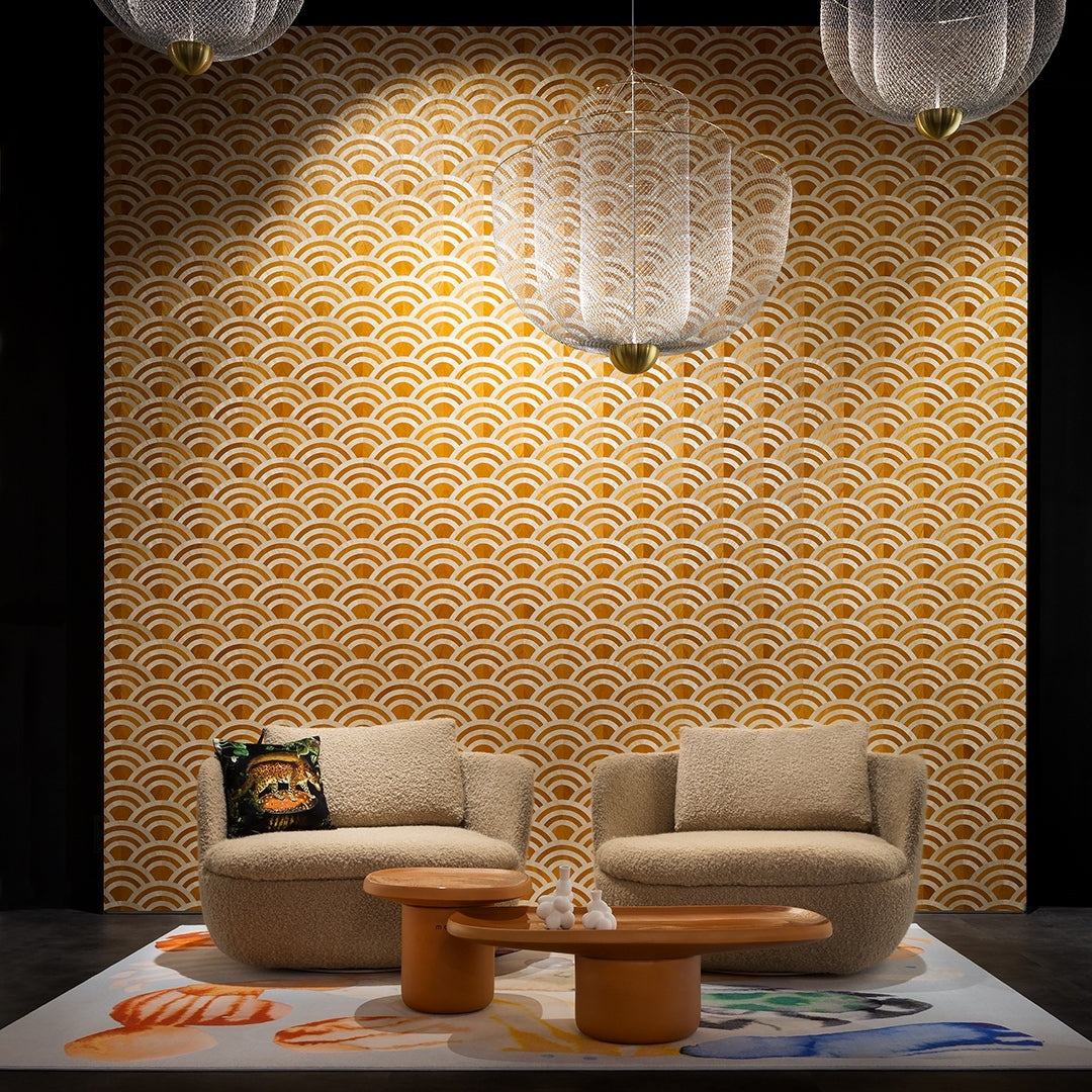 Geometric Metal Chandelier with Integrated LED and Brass Accents – Three-Layered Design Lamp | Sansoti
