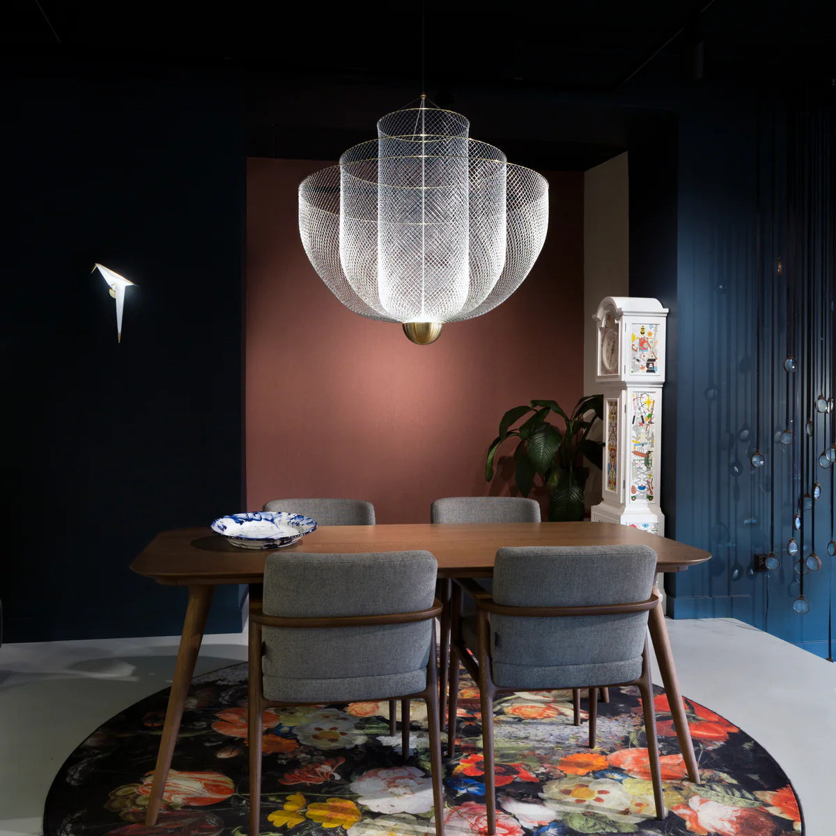 Geometric Metal Chandelier with Integrated LED and Brass Accents – Three-Layered Design Lamp | Sansoti