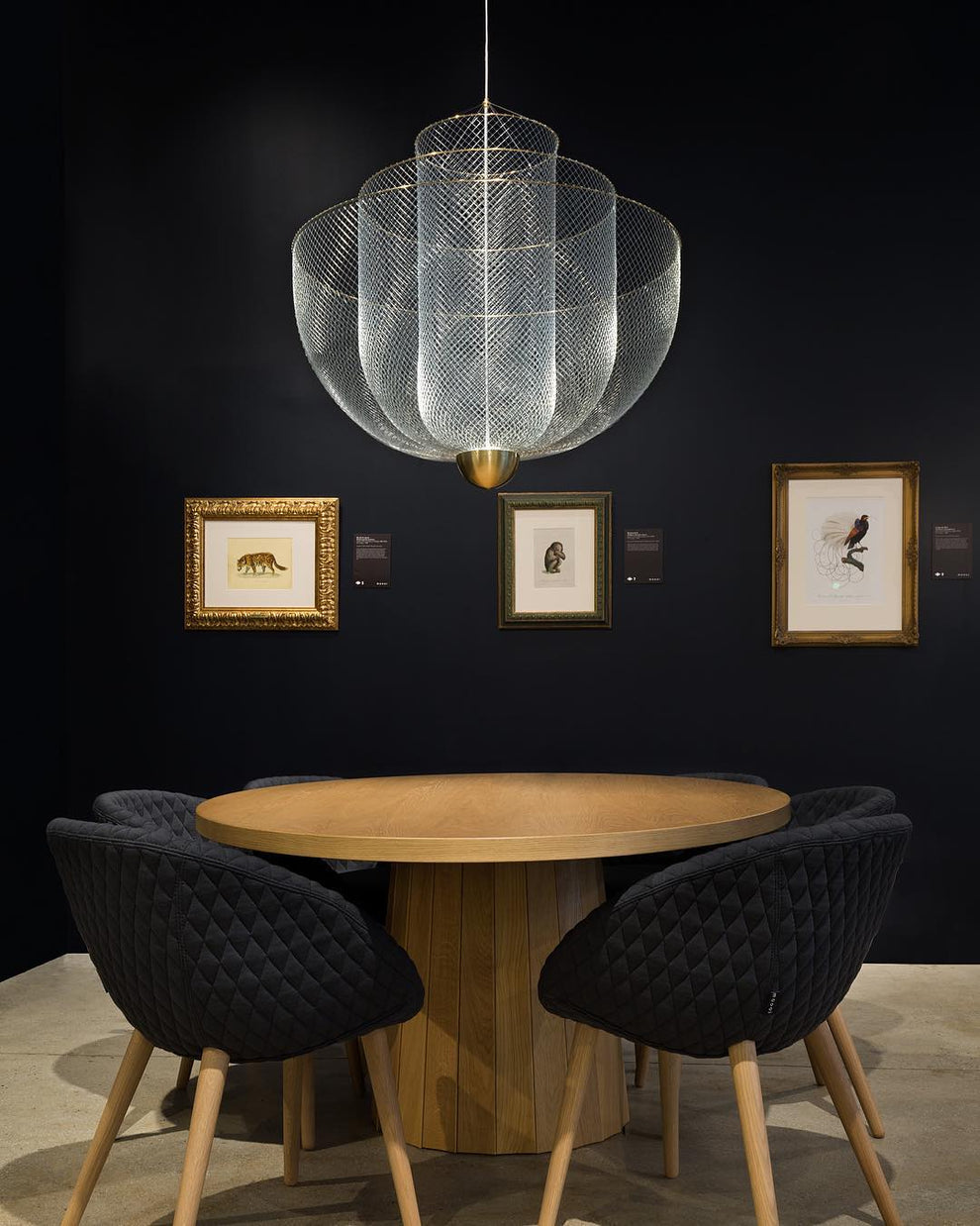 Geometric Metal Chandelier with Integrated LED and Brass Accents – Three-Layered Design Lamp | Sansoti