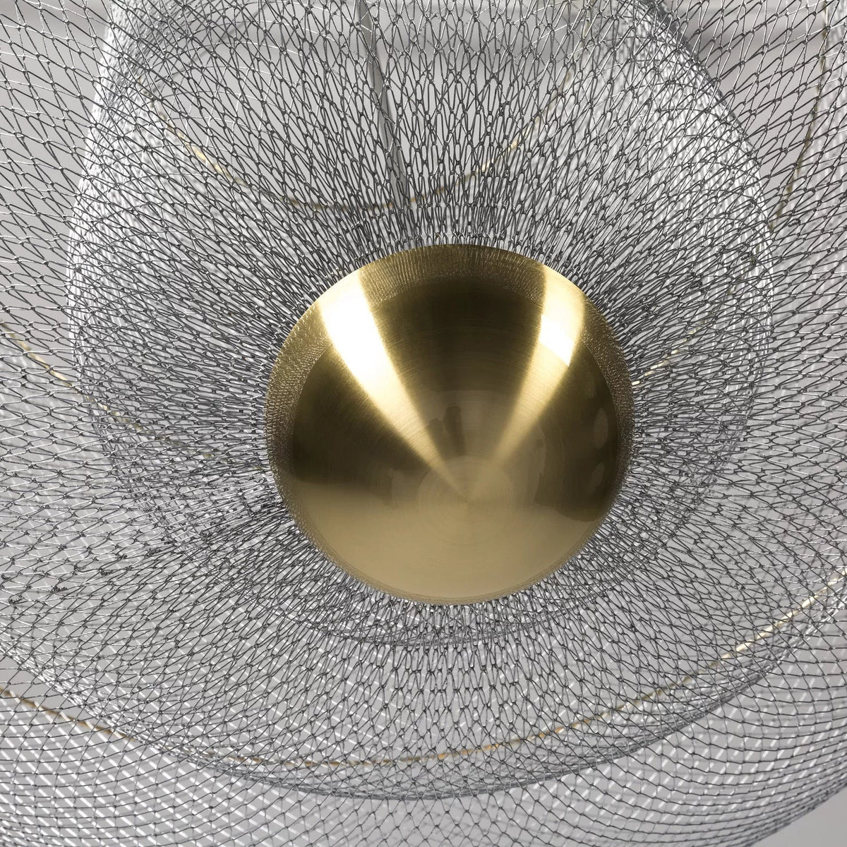 Geometric Metal Chandelier with Integrated LED and Brass Accents – Three-Layered Design Lamp | Sansoti