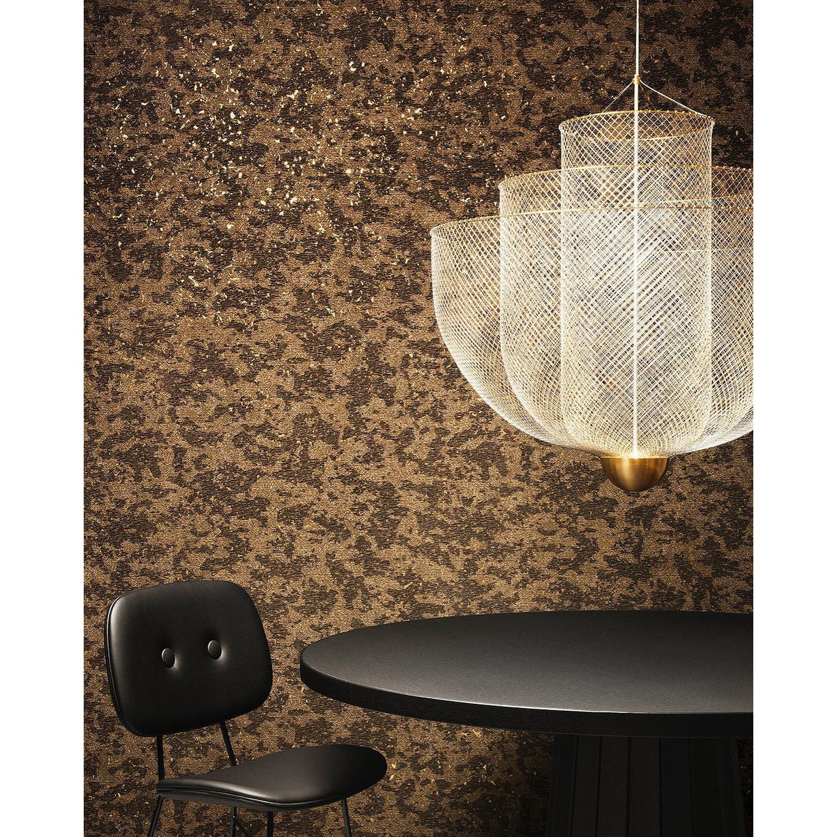 Geometric Metal Chandelier with Integrated LED and Brass Accents – Three-Layered Design Lamp | Sansoti