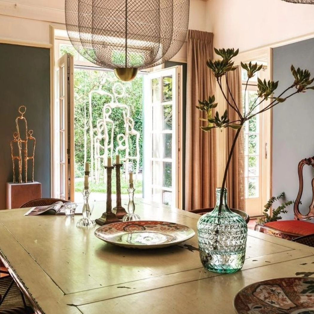 Geometric Metal Chandelier with Integrated LED and Brass Accents – Three-Layered Design Lamp | Sansoti