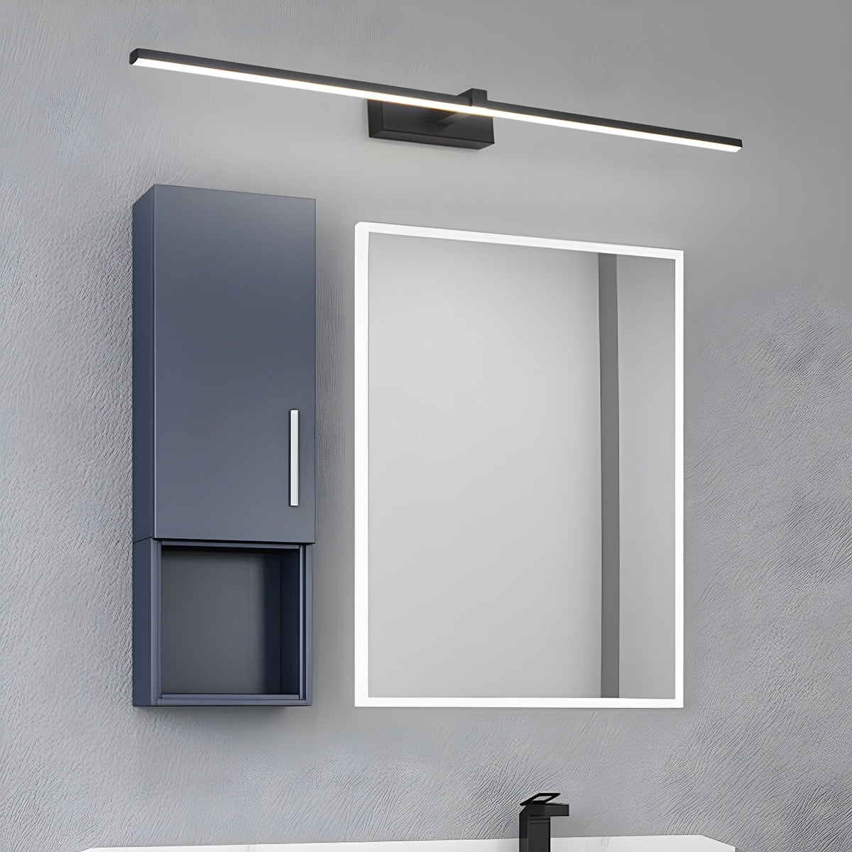 Linear Mirror Lighting Metal – Integrated LED Wall Lamp in Black – 3 Lengths | Sansoti