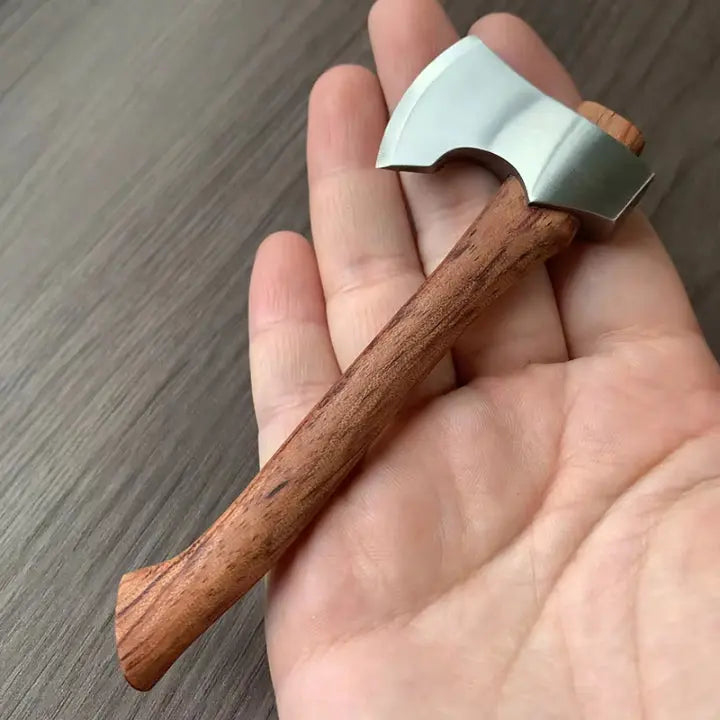 Mini Decorative Axe Ornament Metal and Wood with Stand Rustic Desk Gift | Sansoti