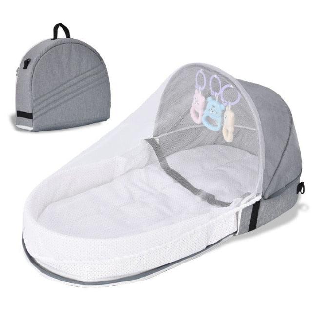 Foldable Baby Travel Cot with Mosquito Net Pop-Up 0-18 Months Soft Cotton Compact Portable for Home and Travel | Sansoti