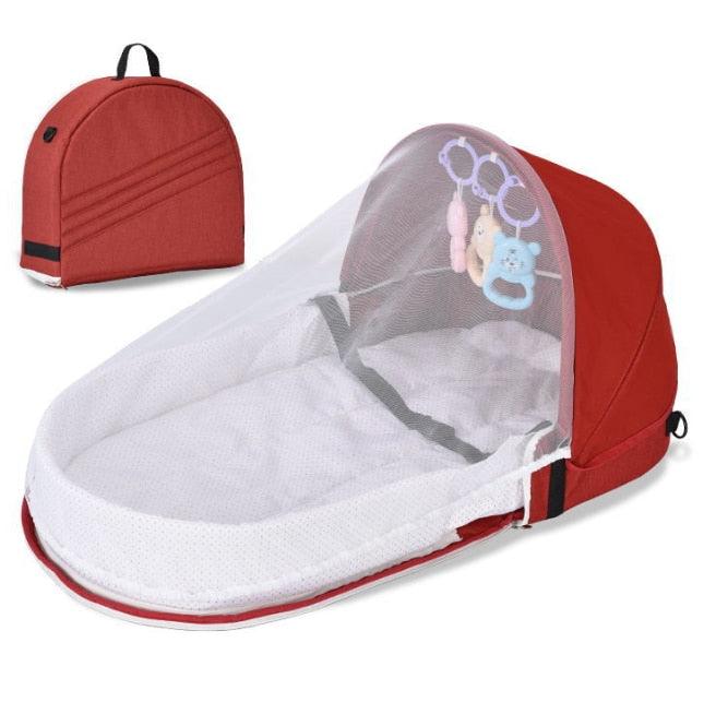 Foldable Baby Travel Cot with Mosquito Net Pop-Up 0-18 Months Soft Cotton Compact Portable for Home and Travel | Sansoti