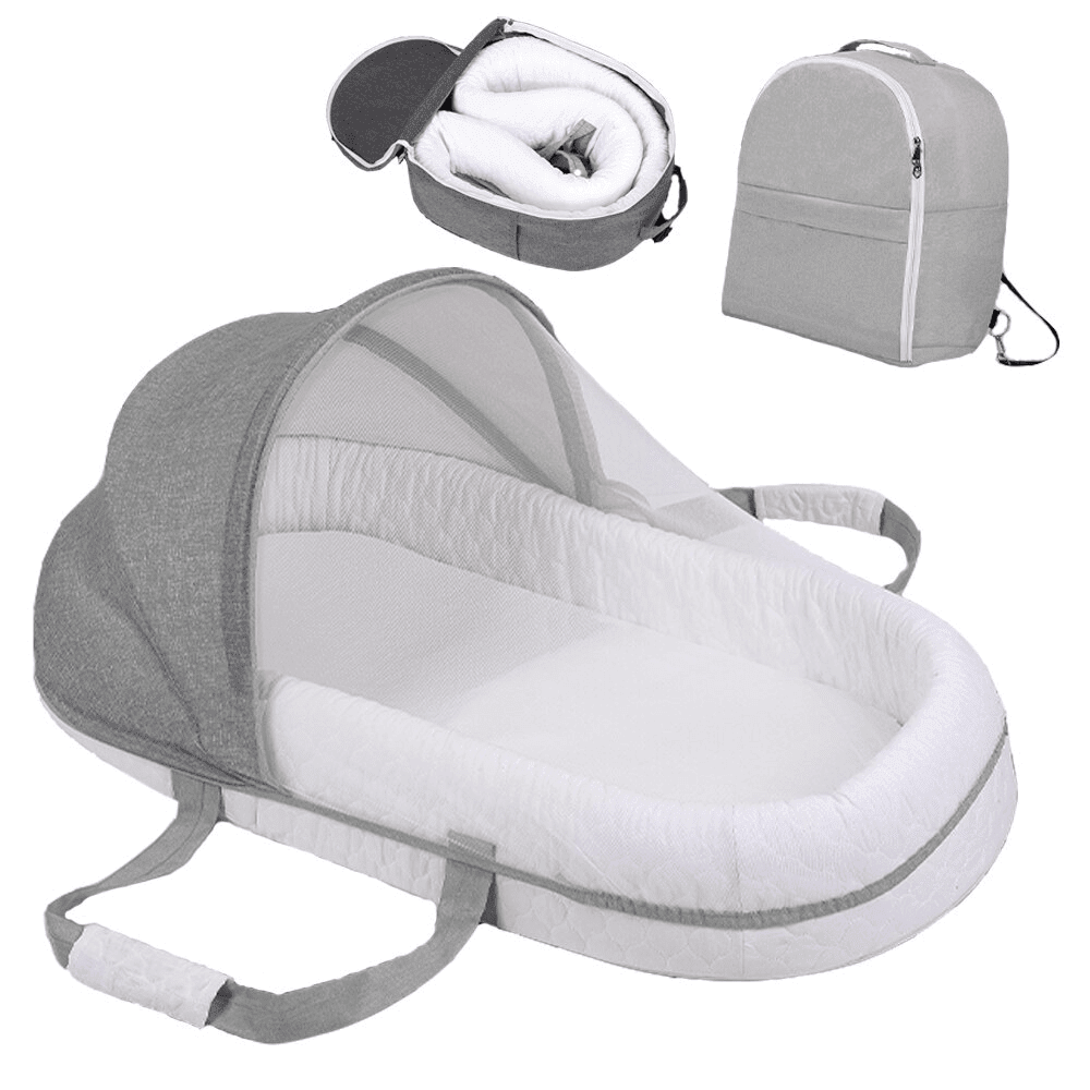 Foldable Baby Travel Cot with Mosquito Net Pop-Up 0-18 Months Soft Cotton Compact Portable for Home and Travel | Sansoti
