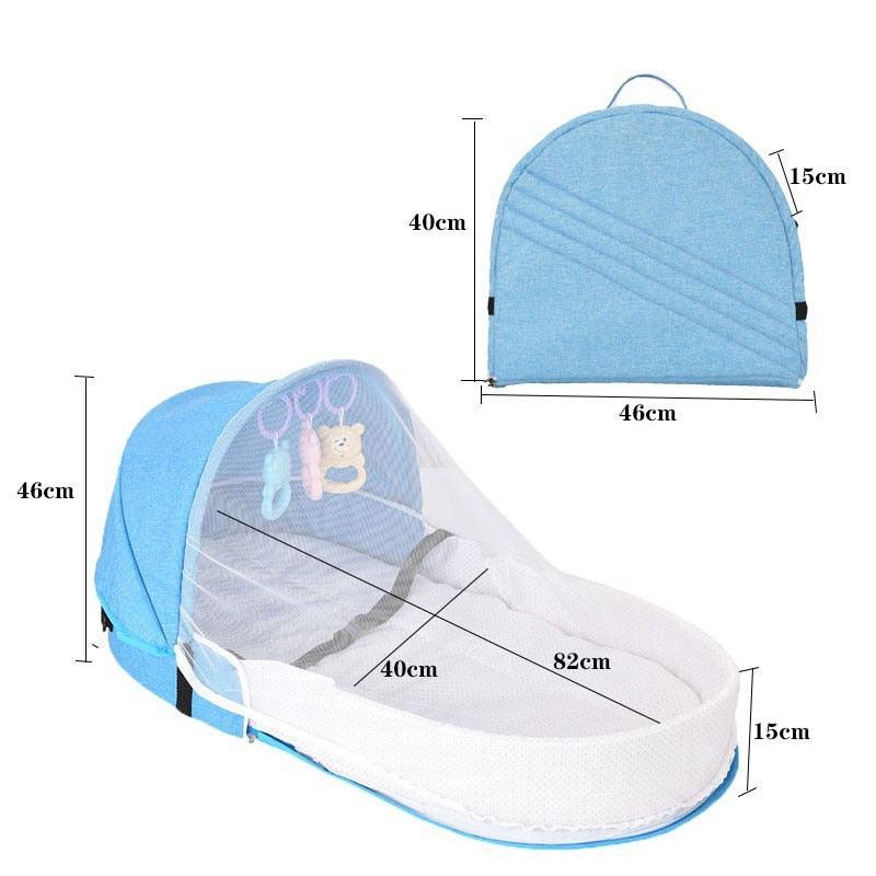 Foldable Baby Travel Cot with Mosquito Net Pop-Up 0-18 Months Soft Cotton Compact Portable for Home and Travel | Sansoti