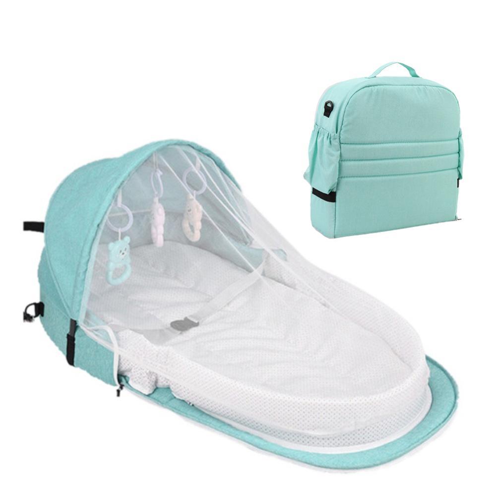 Foldable Baby Travel Cot with Mosquito Net Pop-Up 0-18 Months Soft Cotton Compact Portable for Home and Travel | Sansoti