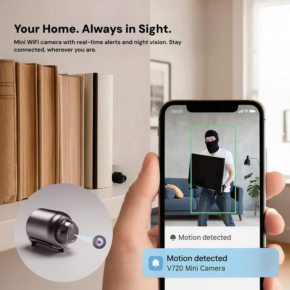 Compact Surveillance Camera with Audio & Night Vision – WiFi & Hotspot | Sansoti