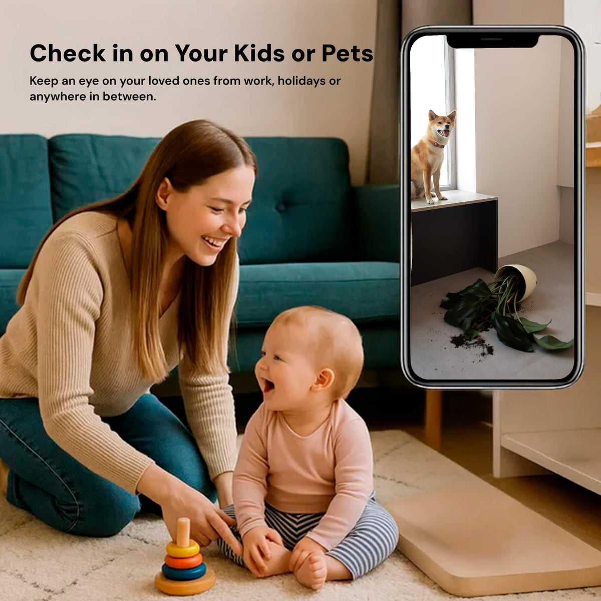 Draadloze Beveiligingscamera 1080P WiFi met Audio Nachtzicht Babyfoon Bewaking Compacte Opname voor Binnen | Sansoti