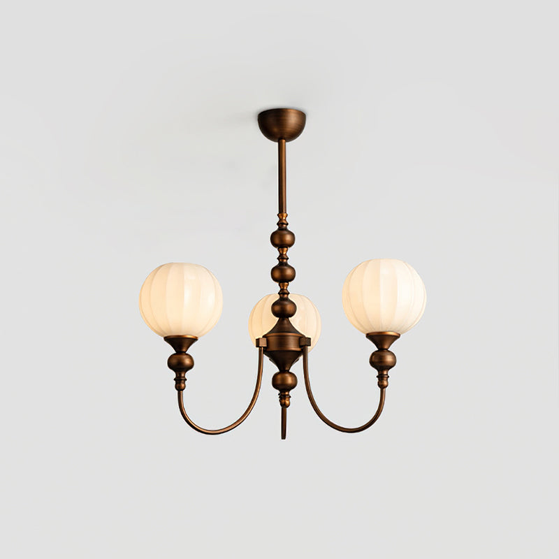 Lustre Mirena – Bronze Antique avec Verre Cannelé – Vintage Moderne pour Salle à Manger Salon Entrée | Sansoti