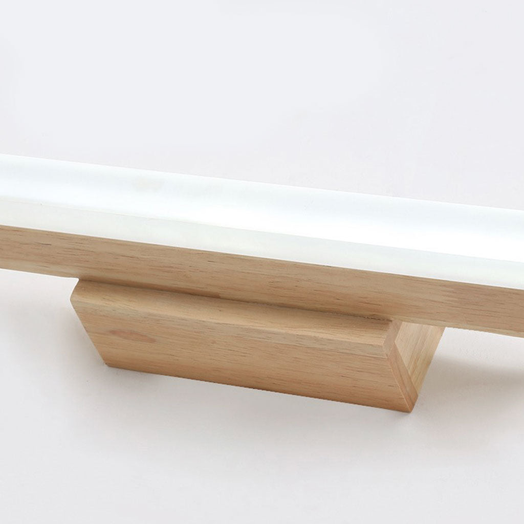 Houten Wandlamp LED Badkamerspiegel Schakelaar 3 Lichtkleuren 40cm 60cm 80cm Rubberhout Scandinavisch | Sansoti