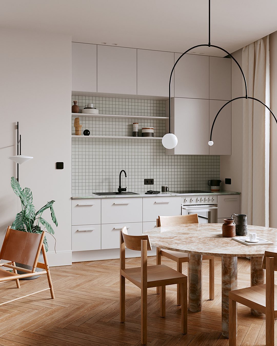 Mobile Deckenleuchte mit Glaskugeln – modernes Design in Messing oder Schwarz – 9 Konfigurationen – G9- und G4-Fassung | Sansoti