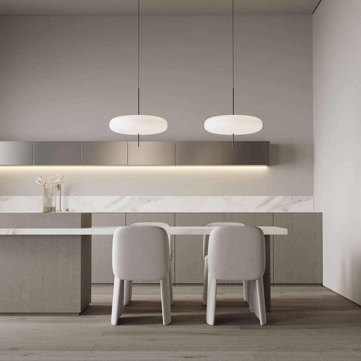 Opaalwitte Schijfhanglamp Elliptisch Design Glas-Effect Polymeer 3-4 Lichtpunten E26/E27 Moderne Designlamp Scandinavische Stijl Zwart of Wit Scandinavisch Interieur | Sansoti