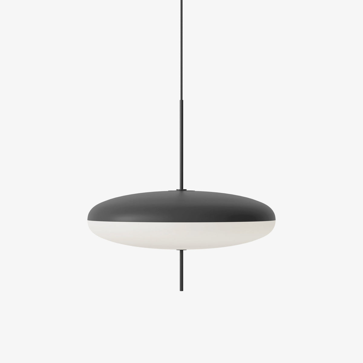 Elliptische Pendelleuchte mit opalweißem Schirm, Scheibendesign und Glasoptik aus Polymer, 3–4 Lichtpunkte, E26/E27 Moderne Designleuchte im skandinavischen Stil, Schwarz oder Weiß, skandinavisches Interieur | Sansoti