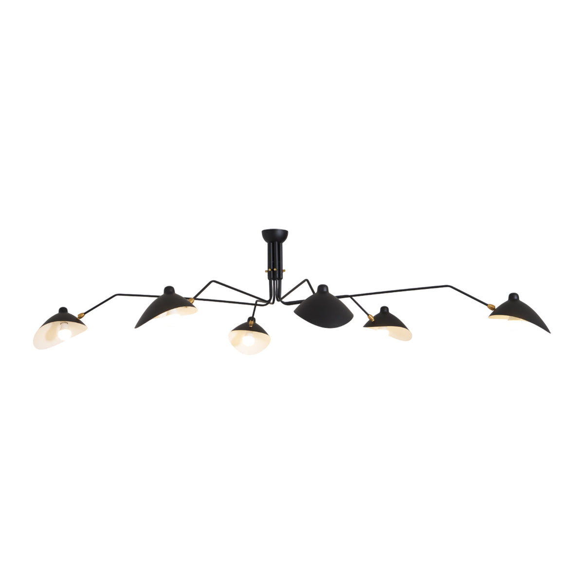Adjustable Multi-Arm Spider Ceiling Lamp Industrial Design Brass Details Black White Scandinavian Modern | Sansoti