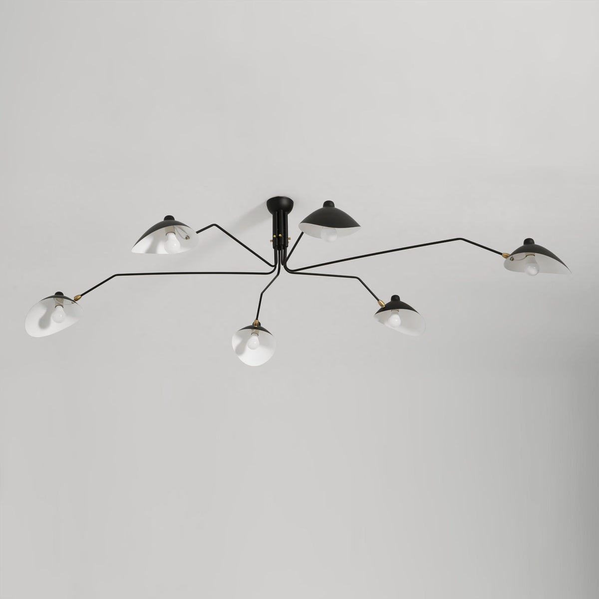 Adjustable Multi-Arm Spider Ceiling Lamp Industrial Design Brass Details Black White Scandinavian Modern | Sansoti