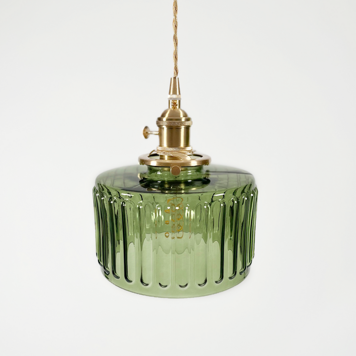 Hanglamp Geribbeld Glas Messing Japans Retro E27 Eetkamer Keuken Wit Groen | Sansoti