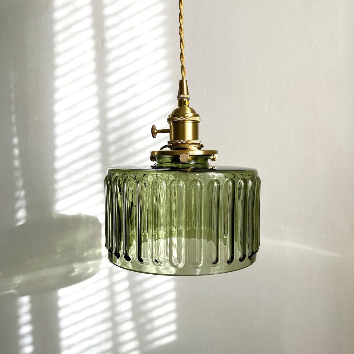 Hängelampe Geripptes Glas Messing Japanisch Retro E27 Esszimmer Küche Weiß Grün | Sansoti