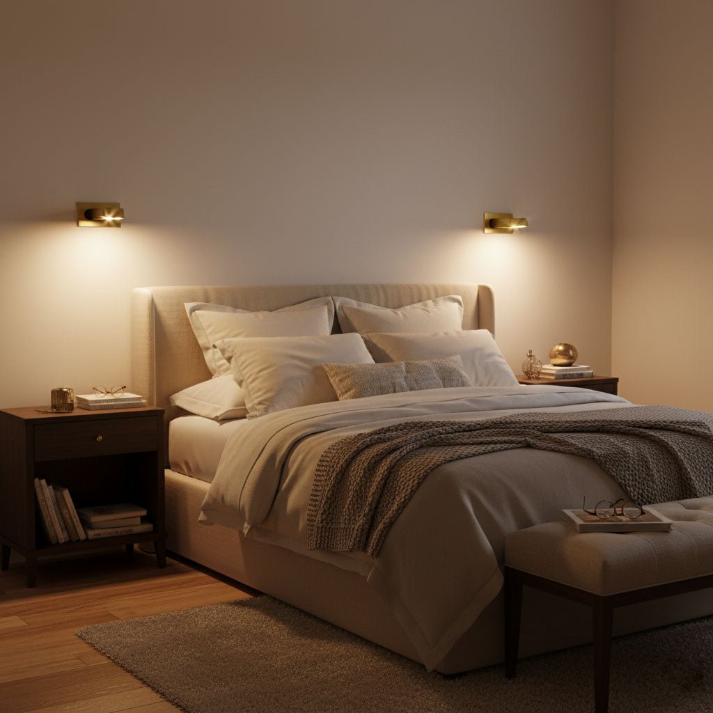 LED wall light with hidden switch – press to turn on, press to turn off – adjustable head for reading light beside the bed | Sansoti