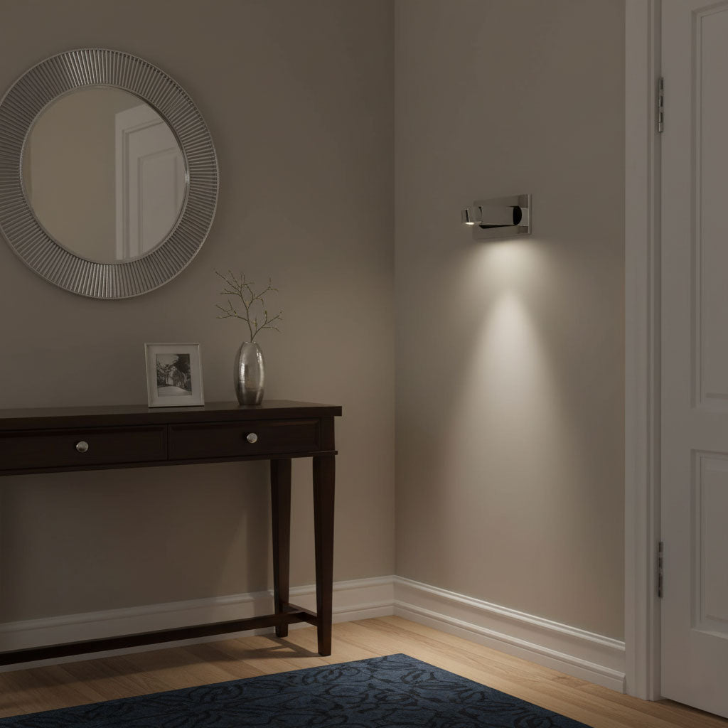 LED wall light with hidden switch – press to turn on, press to turn off – adjustable head for reading light beside the bed | Sansoti