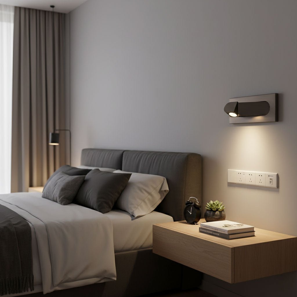 LED wall light with hidden switch – press to turn on, press to turn off – adjustable head for reading light beside the bed | Sansoti