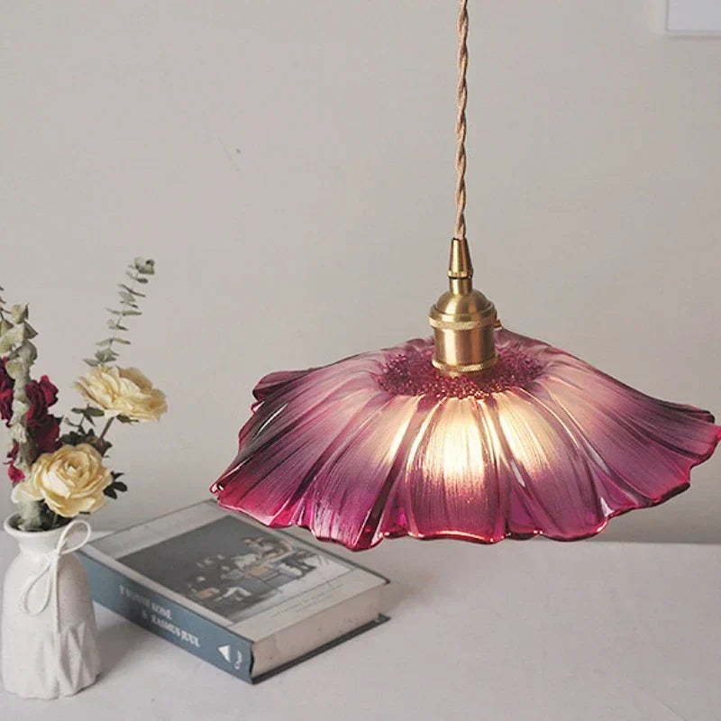 Hängelampe Blumen-Design mit Glasschirm für Esszimmer und Schlafzimmer | Sansoti