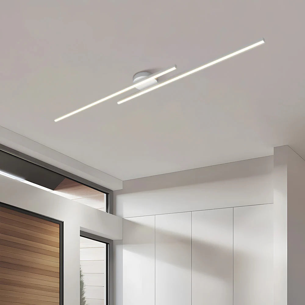 Längliche LED-Deckenleuchte Aluminium Dimmbar Modern 60cm 90cm 120cm Schwarz Weiß Gold | Sansoti