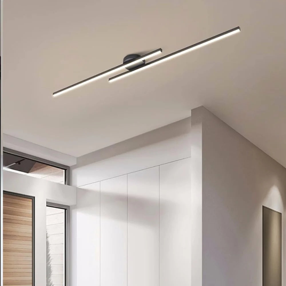 Elongated LED Ceiling Lamp Aluminum Dimmable Modern 60cm 90cm 120cm Black White Gold | Sansoti