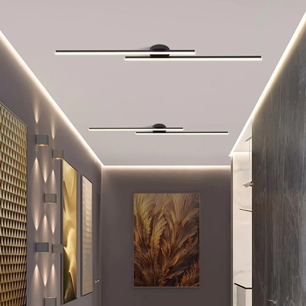 Längliche LED-Deckenleuchte Aluminium Dimmbar Modern 60cm 90cm 120cm Schwarz Weiß Gold | Sansoti