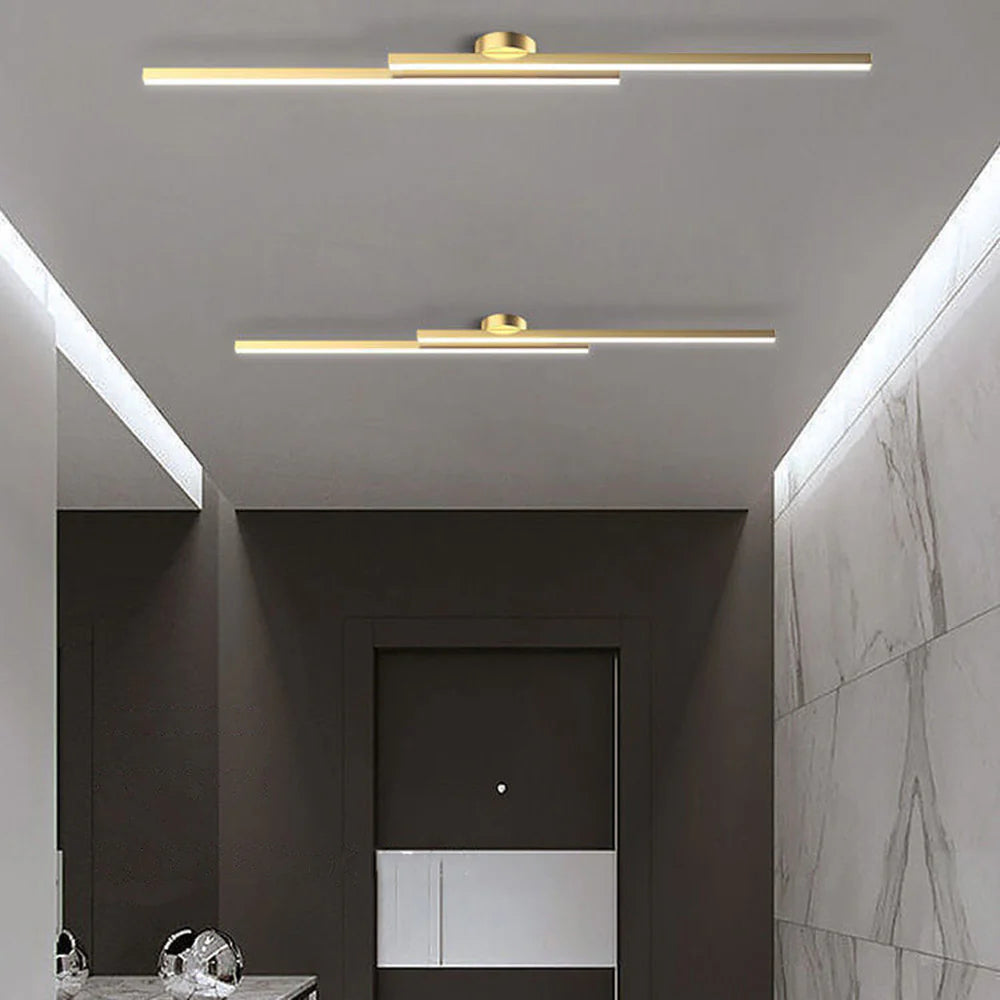 Längliche LED-Deckenleuchte Aluminium Dimmbar Modern 60cm 90cm 120cm Schwarz Weiß Gold | Sansoti