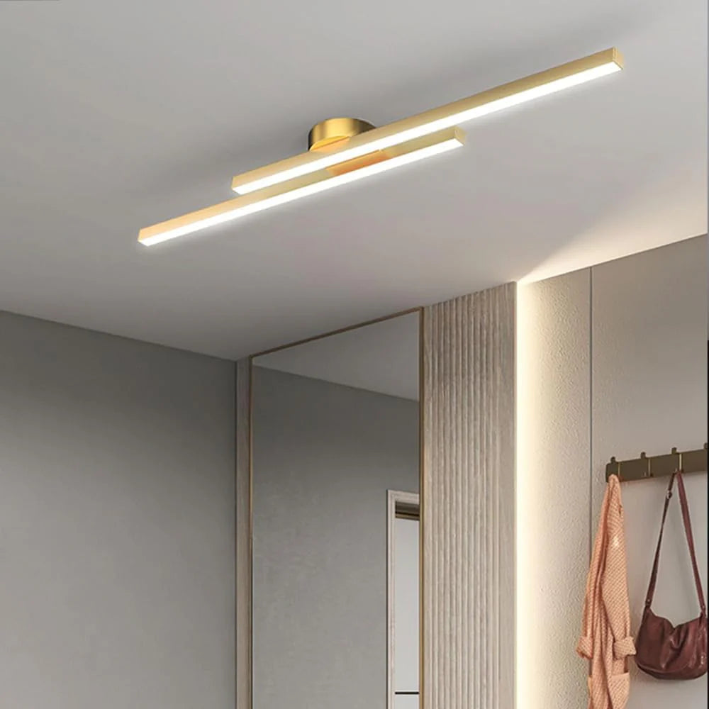 Längliche LED-Deckenleuchte Aluminium Dimmbar Modern 60cm 90cm 120cm Schwarz Weiß Gold | Sansoti