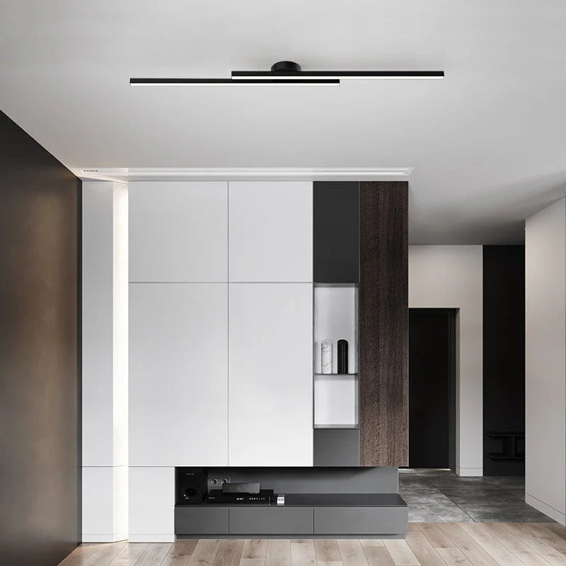 Längliche LED-Deckenleuchte Aluminium Dimmbar Modern 60cm 90cm 120cm Schwarz Weiß Gold | Sansoti