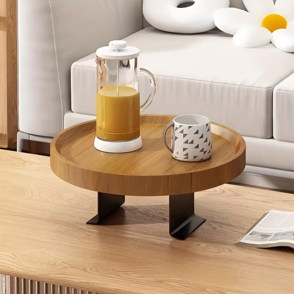 Table d'appoint ronde pour accoudoir de canapé - Table pliante pour snacks et boissons | Sansoti