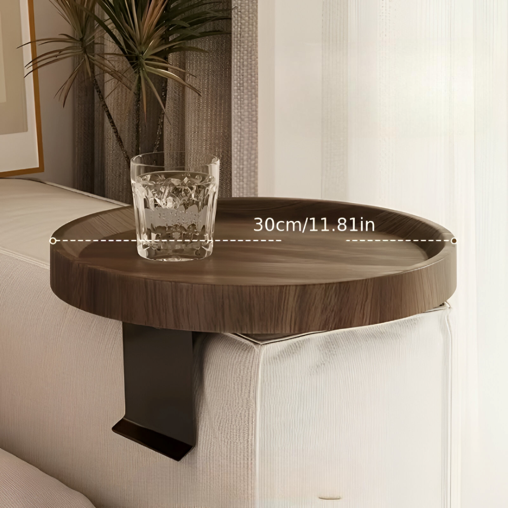 Round Side Table for Sofa Armrest - Folding Table for Snacks and Drinks | Sansoti