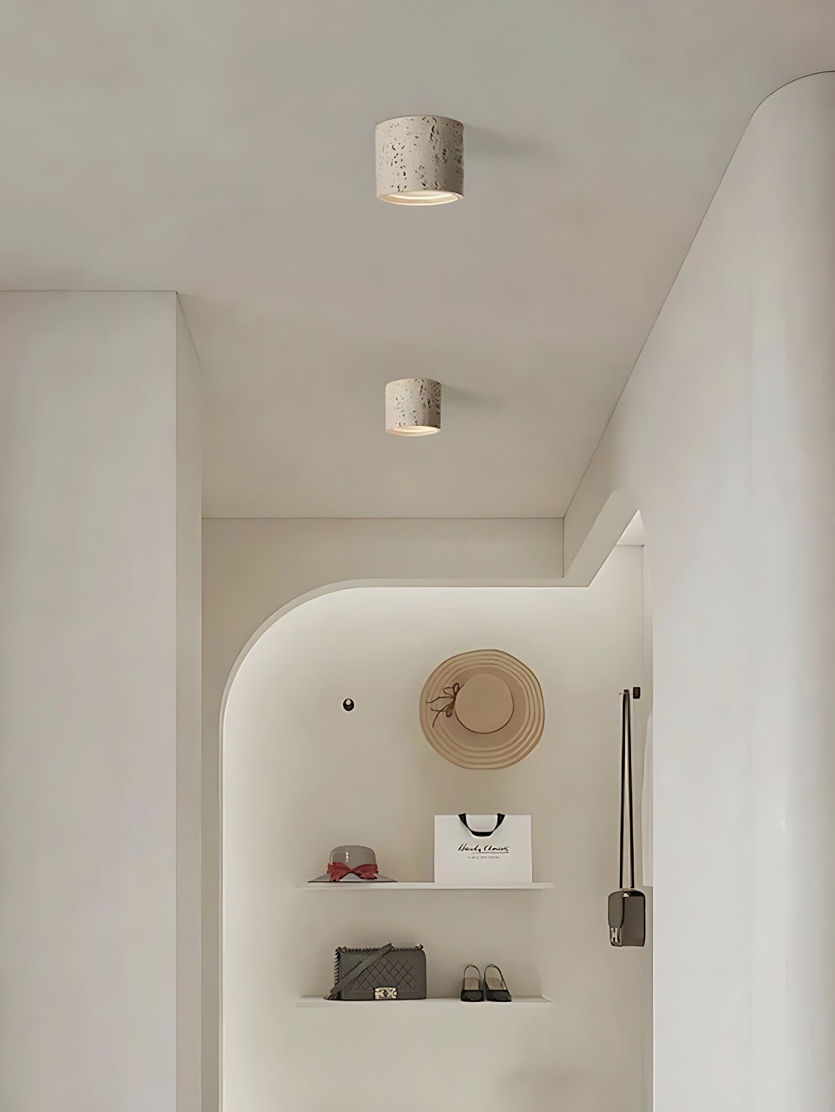 Cylindrical Travertine Ceiling Lamp – LED Lighting for Modern Interiors | Sansoti