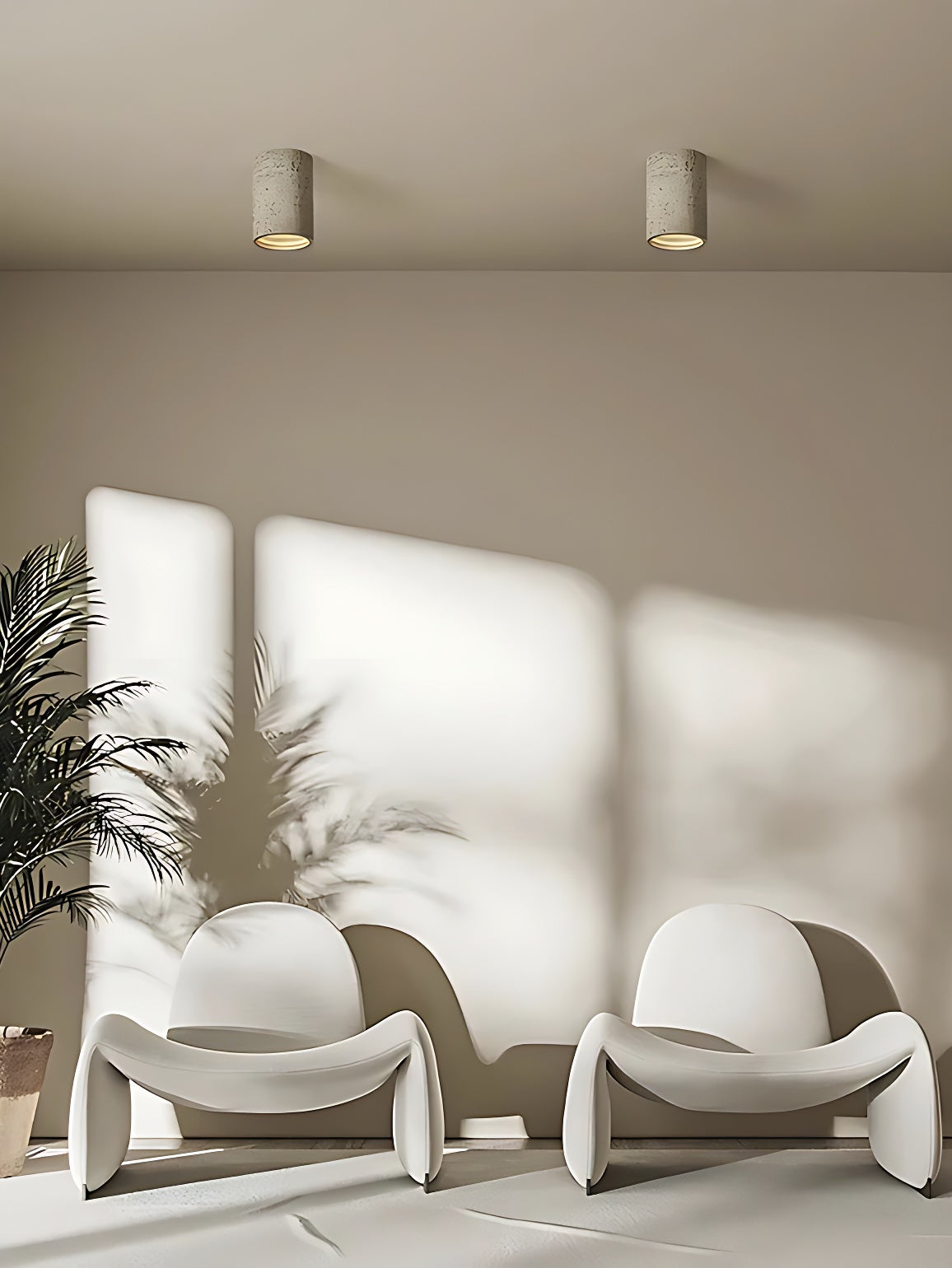 Cylindrical Travertine Ceiling Lamp – LED Lighting for Modern Interiors | Sansoti