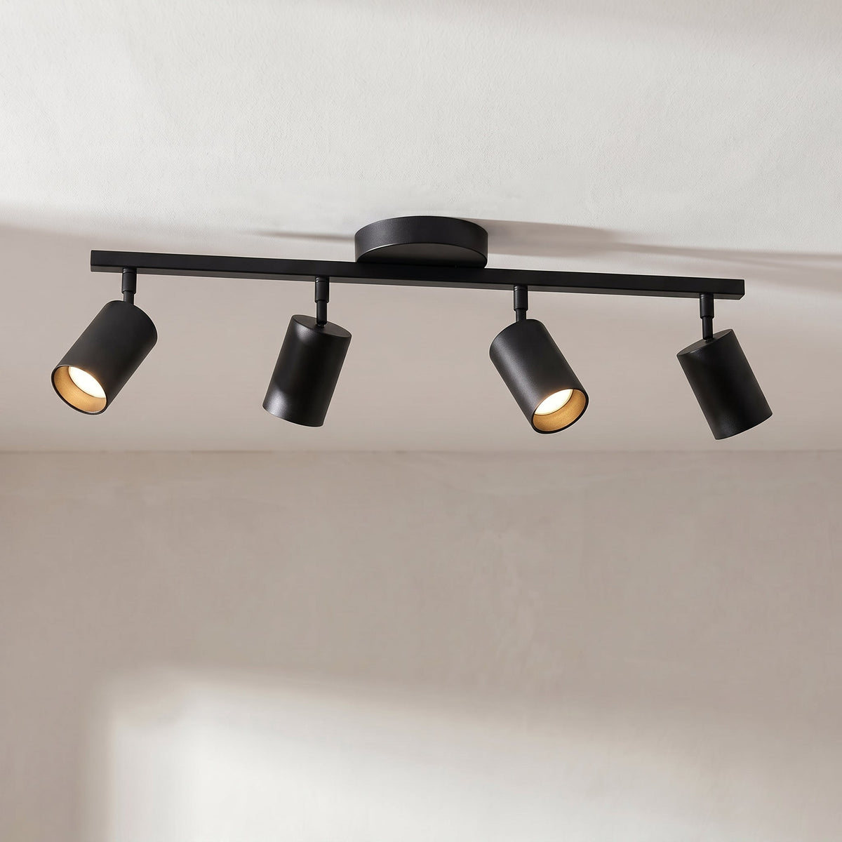 Verstelbare plafondspot 4-lichts zwart wit aluminium GU10 fitting woonkamer keuken spotverlichting modern | Sansoti