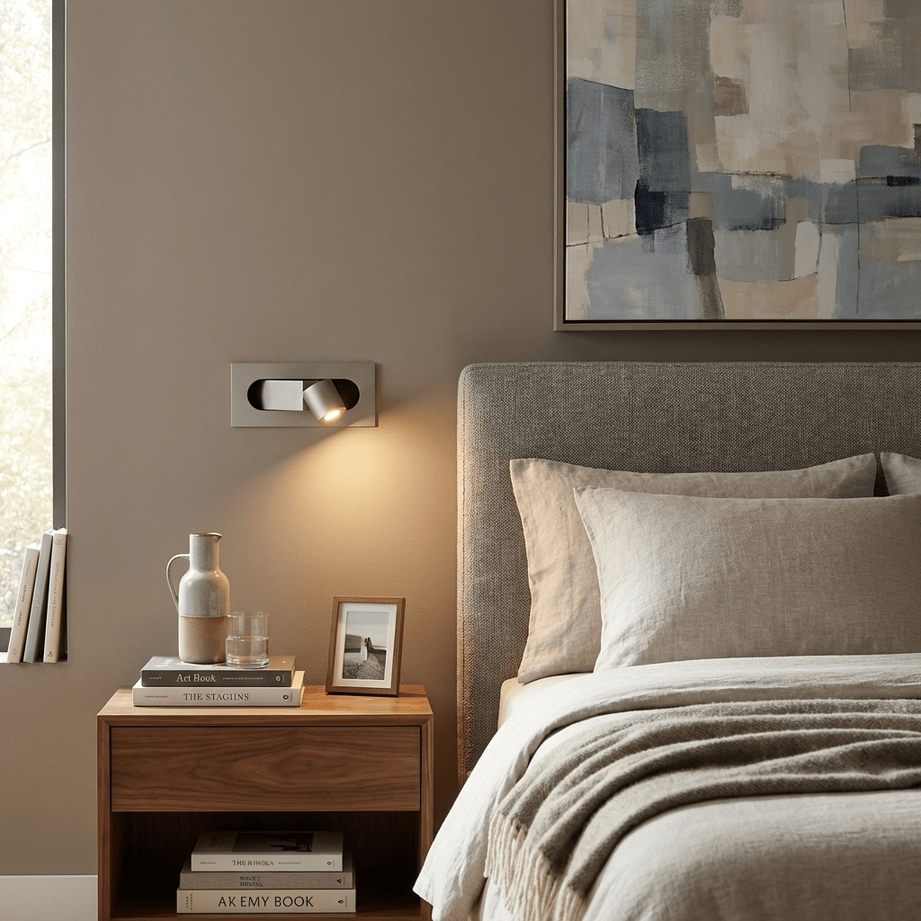 LED wall light with hidden switch – press to turn on, press to turn off – adjustable head for reading light beside the bed | Sansoti