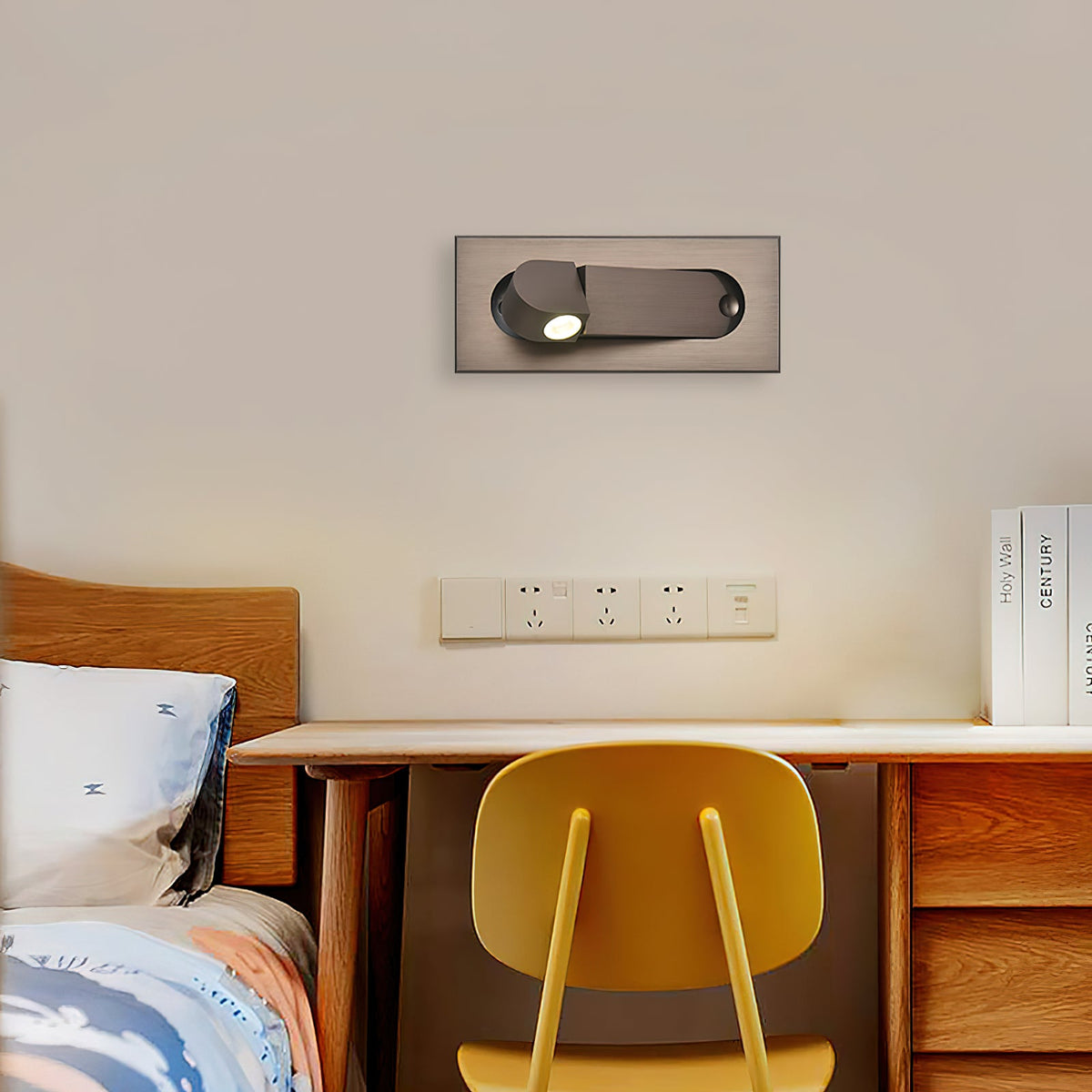 LED wall light with hidden switch – press to turn on, press to turn off – adjustable head for reading light beside the bed | Sansoti