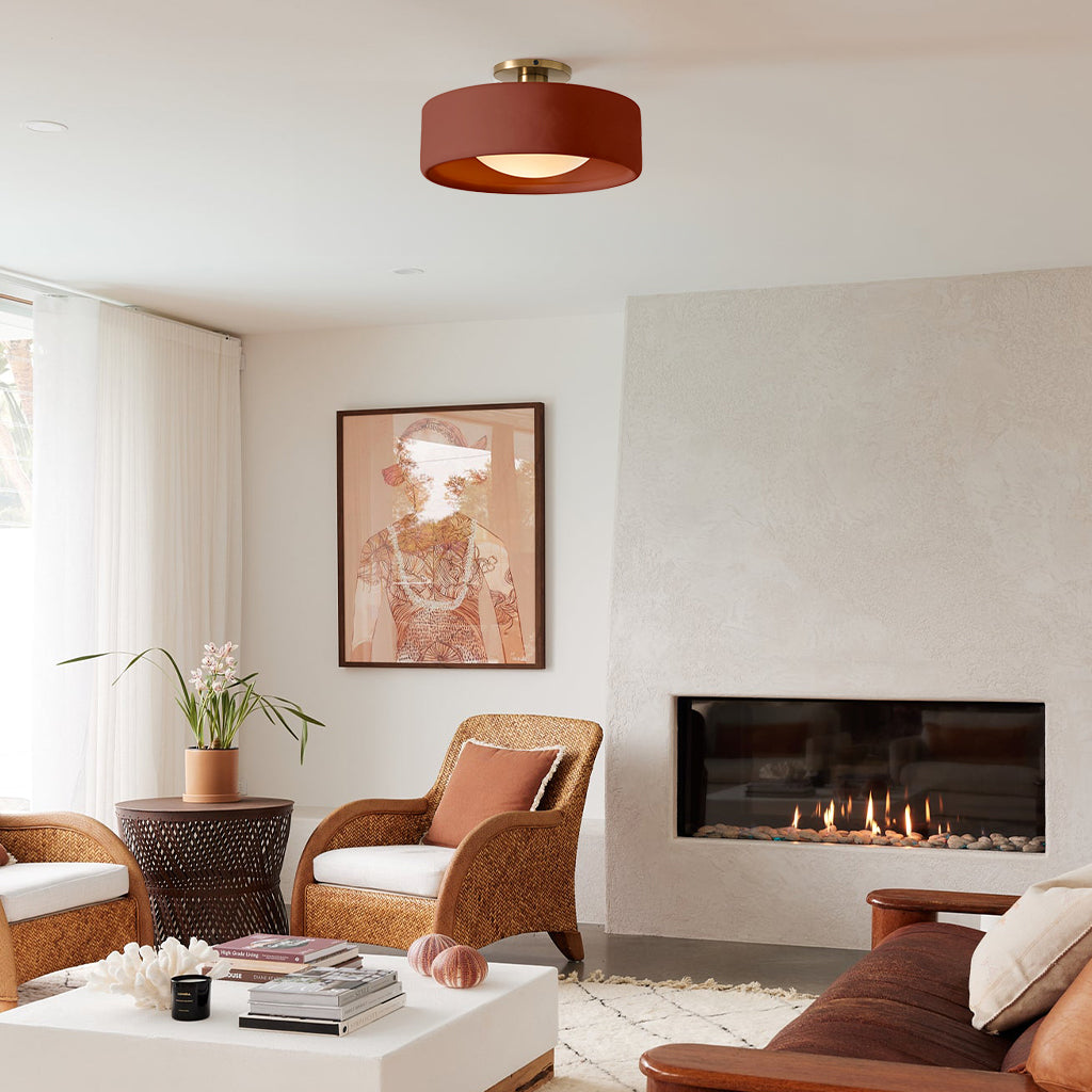 Ceramic Ceiling Lamp Scandinavian Design with Hemispherical Porcelain Shade | Sansoti