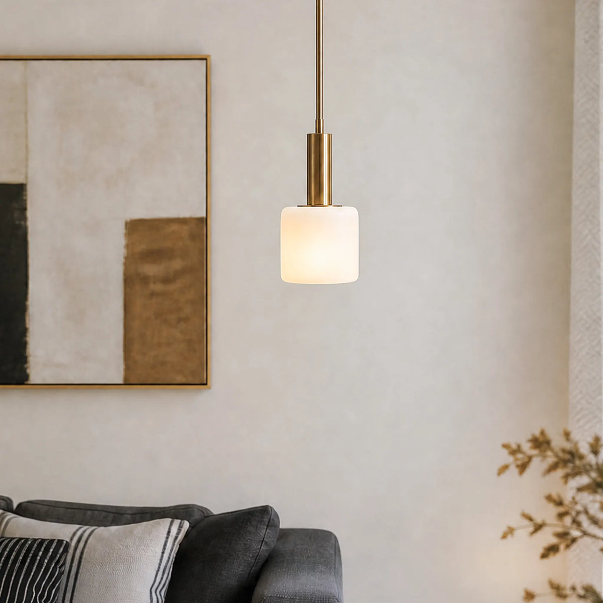 Moderne Witte Porseleinen Hanglamp met Metalen Accent | Scandinavisch Design 14" | Sansoti