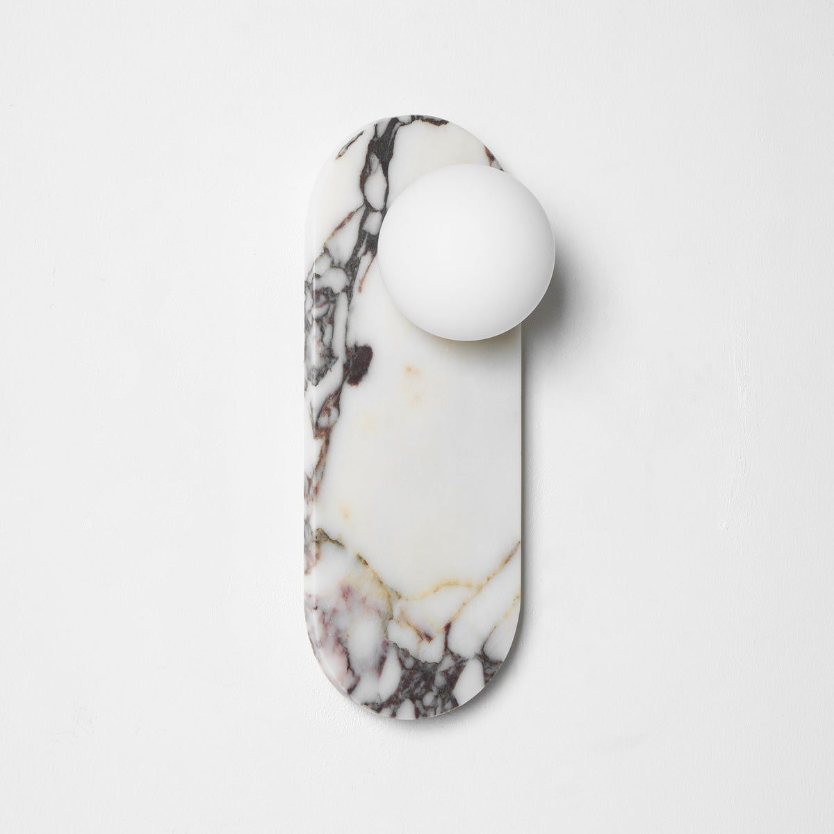 Design Wall Lamp of Bulgari Marble with Opal Glass Globe – Italian Mid-Century Wall Lighting for Living Room, Hall, and Bedroom | Sansoti