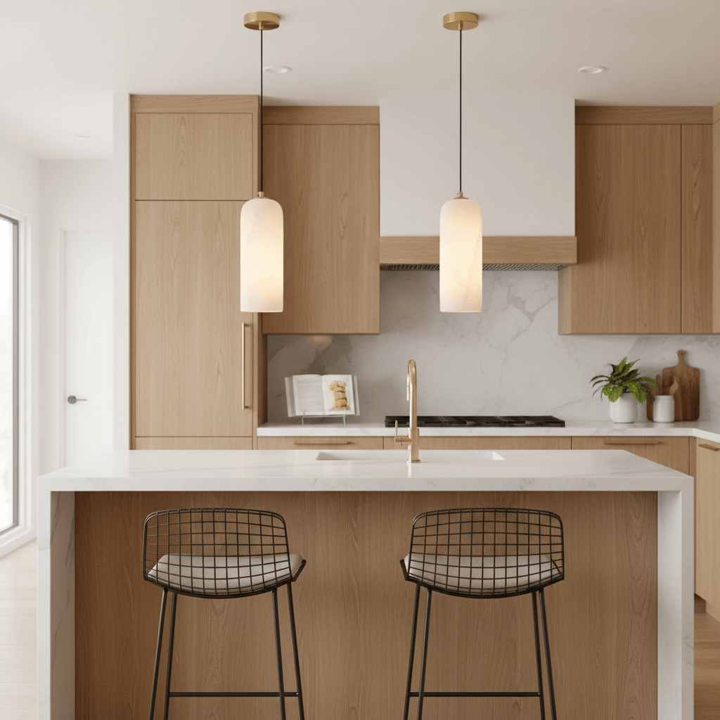 Alabaster Hängeleuchte mit Geflochtenem Kabel – Naturstein Beleuchtung von Einzelleuchte bis 21-Licht Cluster – Mid-Century Modern Stil Esszimmer Hängeleuchte mit E12/E14 Fassung | Sansoti