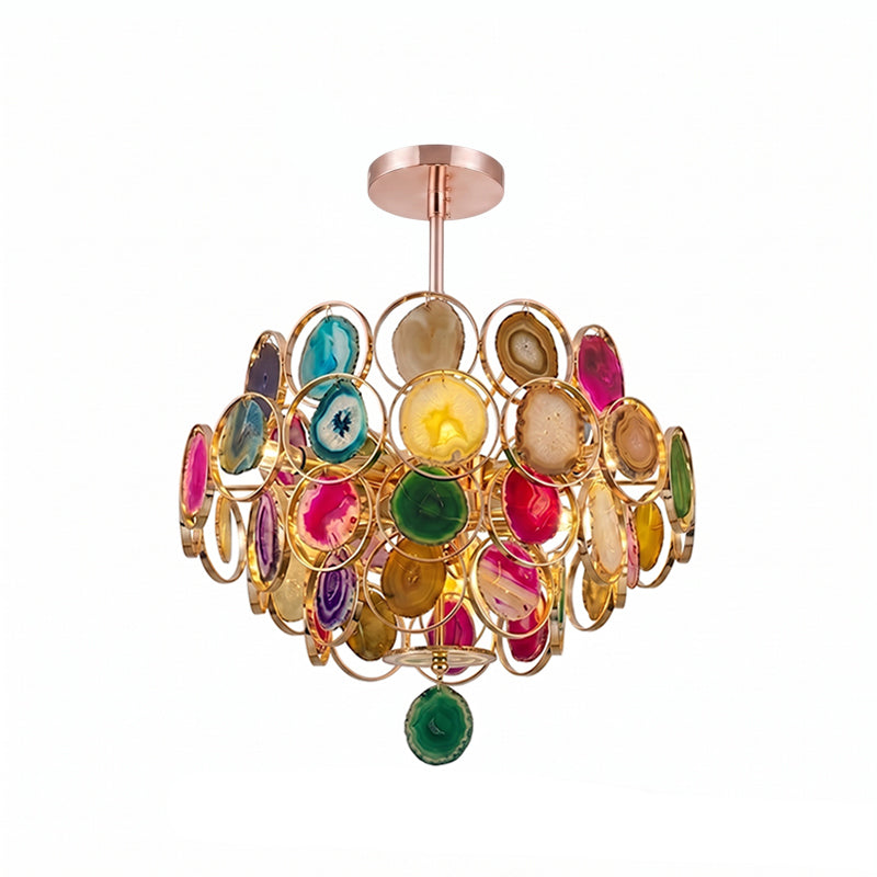 Lustre en agate – Suspension en pierre naturelle avec montage doré – Véritable agate brésilienne éclairée | Sansoti