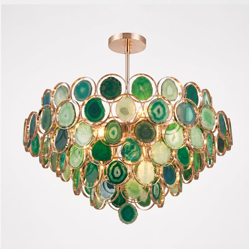 Lustre en agate – Suspension en pierre naturelle avec montage doré – Véritable agate brésilienne éclairée | Sansoti