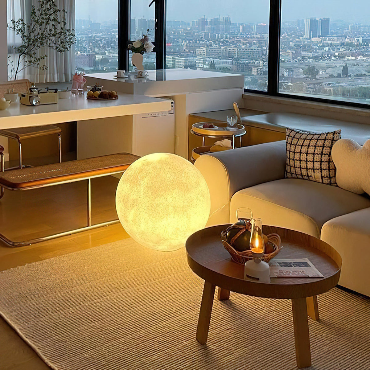 Suspension Lune – Texture Réaliste – 8 Tailles Disponibles – Boule de Lune Romantique pour Chambre Salle à Manger Chambre d’Enfant – Lumière Chaude Dimmable – Adaptateur Plafond Incliné Inclus | Sansoti