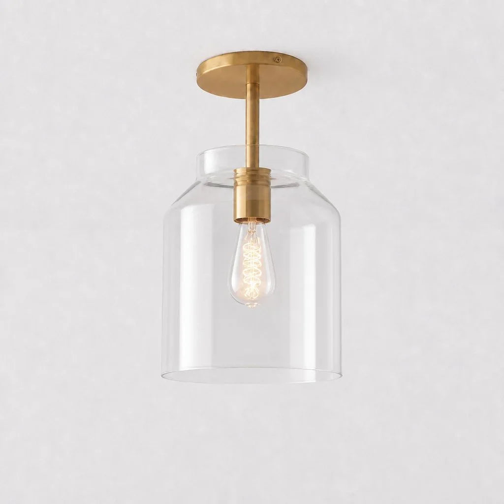 Minimalist Ceiling Lamp Matte Metal Scandinavian Design Beige Smokey Grey | Sansoti